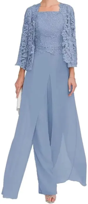 3 Pieces Mother of The Bride Pants Suits Formal Outfit for Womens Pantsuits Grandmother of The Bride Dresses
