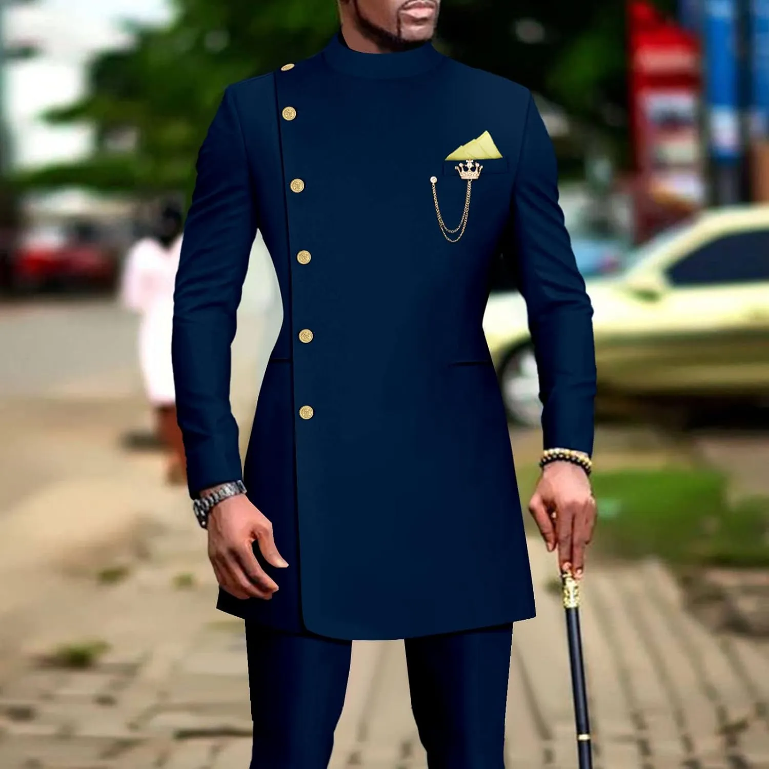 African Suits for Men Single Breasted Blazer and Pants 2 Piece Set Dashiki Outfits Ankara Attire for Wedding