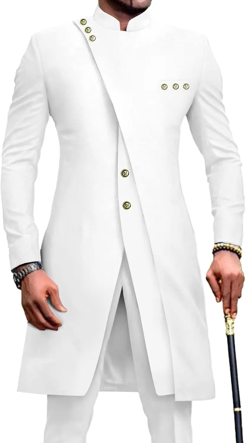 African Suits for Men Slim Fit Single Breasted Blazer and Pants Set Business Dress Suit Party Wedding Evening