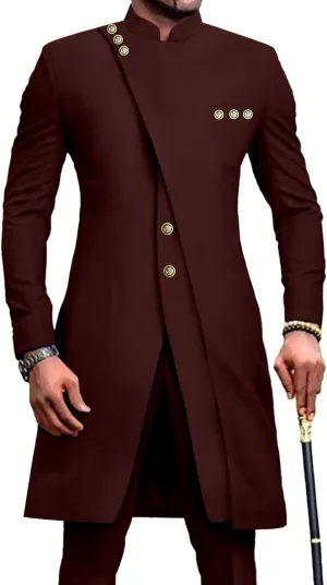 African Suits for Men Slim Fit Single Breasted Blazer and Pants Set Business Dress Suit Party Wedding Evening