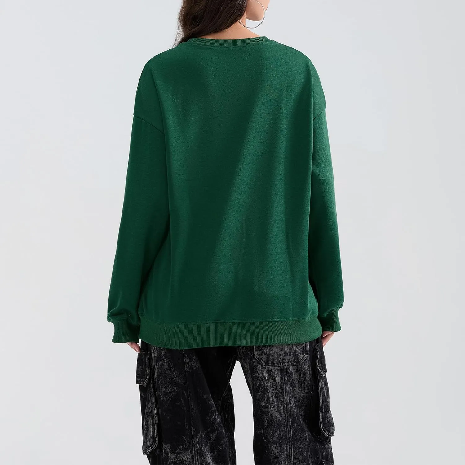 Amiblvowa Women Graphic Oversized Sweatshirt Y2K Long Sleeve Crew Neck Baggy Pullover Sweatshirt Teens Retro Aesthetic Hoodie