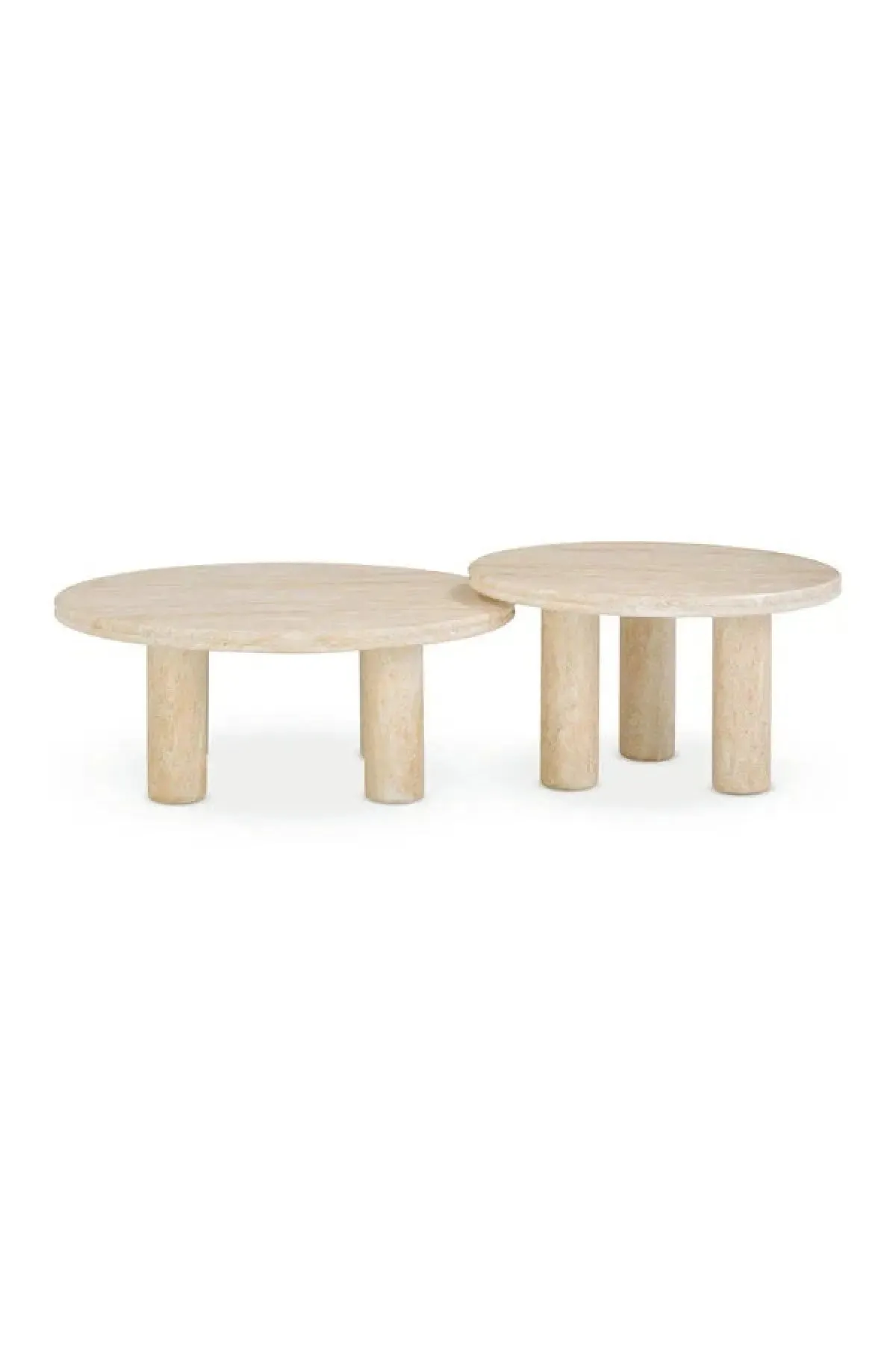 Amora Faux Travertine Indoor/Outdoor Nesting Accent Tables