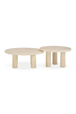 Amora Faux Travertine Indoor/Outdoor Nesting Accent Tables