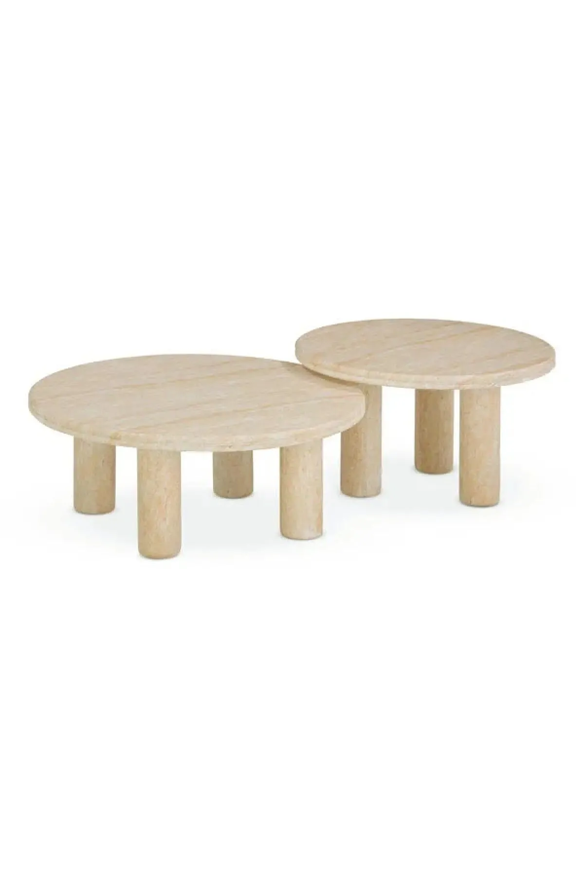 Amora Faux Travertine Indoor/Outdoor Nesting Accent Tables