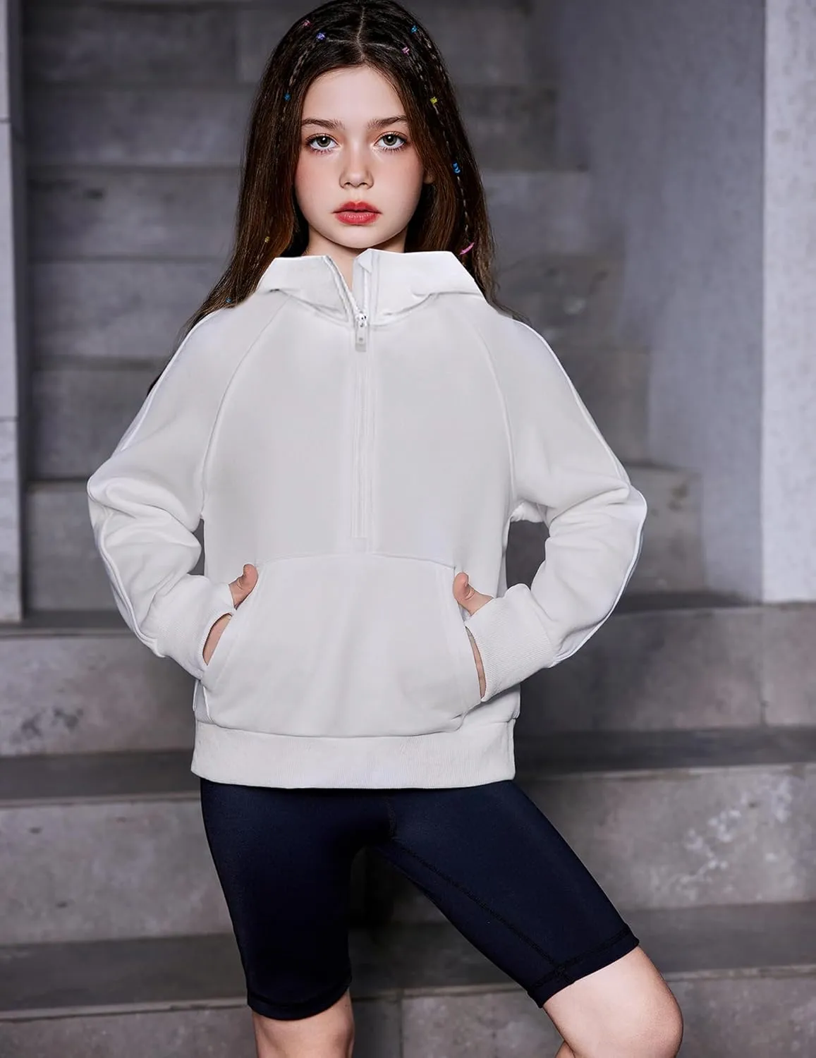 Arshiner Girls Sweatshirt Half Zip Hoodie Fleece Pullover Sweatshirts for Teen Girls Fall Winter Clothes Thumb Hole