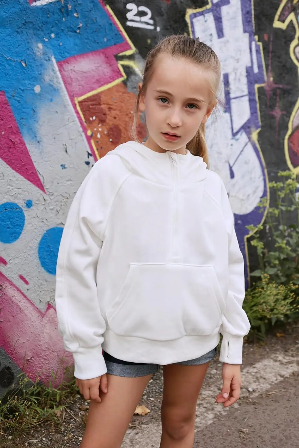 Arshiner Girls Sweatshirt Half Zip Hoodie Fleece Pullover Sweatshirts for Teen Girls Fall Winter Clothes Thumb Hole