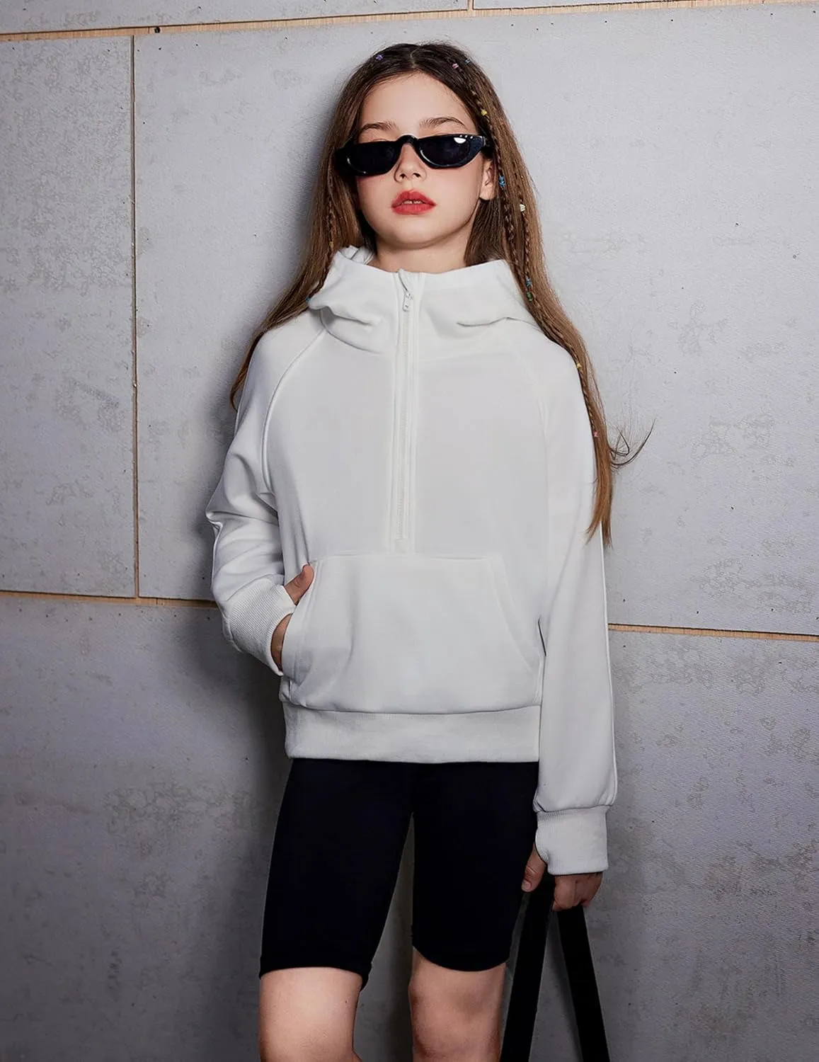 Arshiner Girls Sweatshirt Half Zip Hoodie Fleece Pullover Sweatshirts for Teen Girls Fall Winter Clothes Thumb Hole