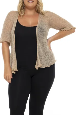 Back From Bali Womens Plus Size Shrug Short Sleeve Sheer Cardigan Lightweight Knit Bolero Arm Cover 2x 3x 4x