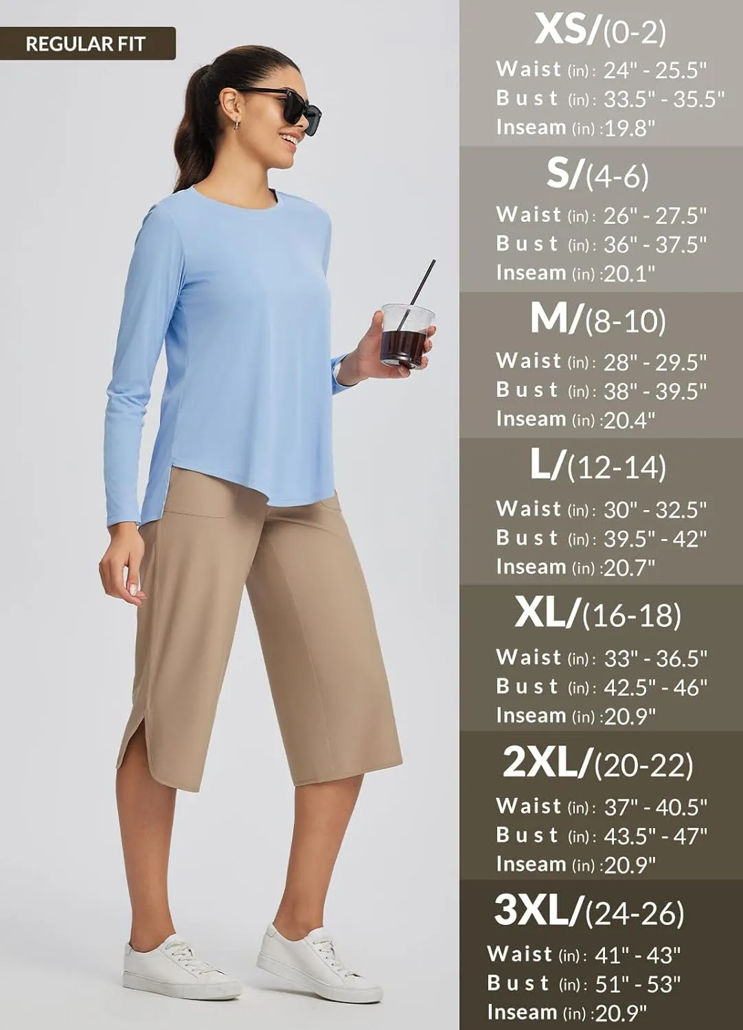 baleaf Women's Capri Pants Wide Leg Plus Size UPF50  Lightweight Quick Dry Pants Casual Loose Sweatpants Hiking Walking