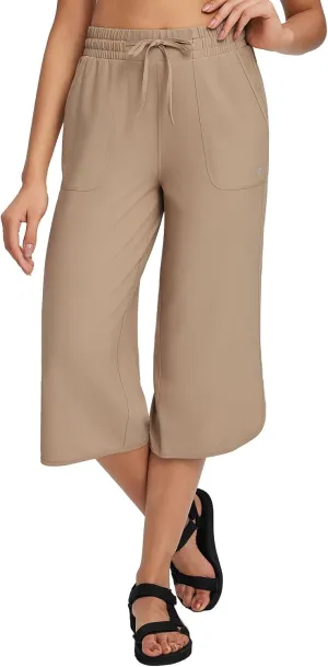 baleaf Women's Capri Pants Wide Leg Plus Size UPF50  Lightweight Quick Dry Pants Casual Loose Sweatpants Hiking Walking