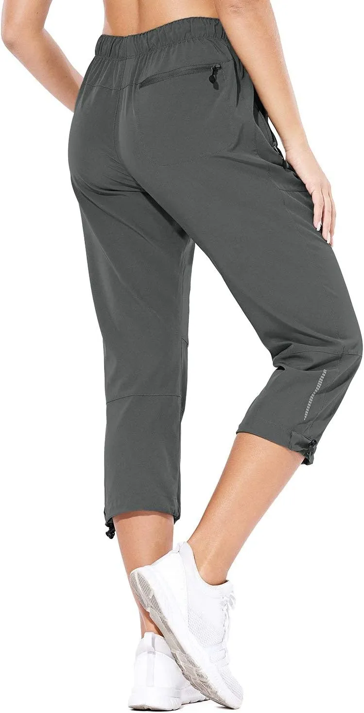 baleaf Women's Hiking Cargo Capris Outdoor Lightweight Water Resistant Pants UPF 50 Zipper Pockets