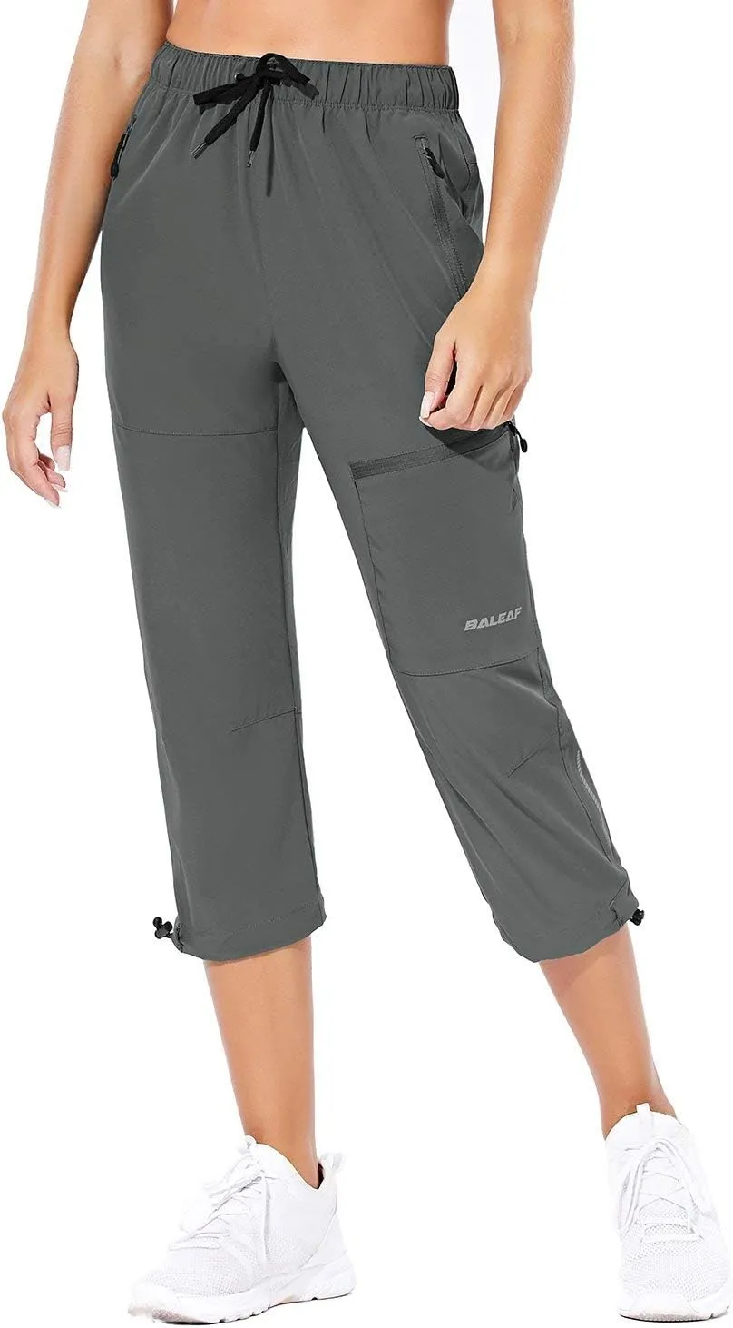baleaf Women's Hiking Cargo Capris Outdoor Lightweight Water Resistant Pants UPF 50 Zipper Pockets