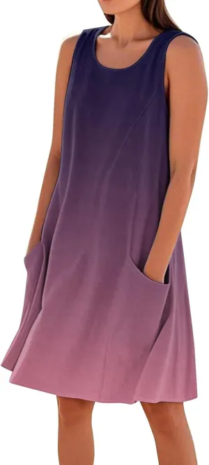 Beach Dresses for Women 2025 Vacation Summer Sleeveless Linen Midi Dress Flowy Plus Size Boho Dresses with Pocket