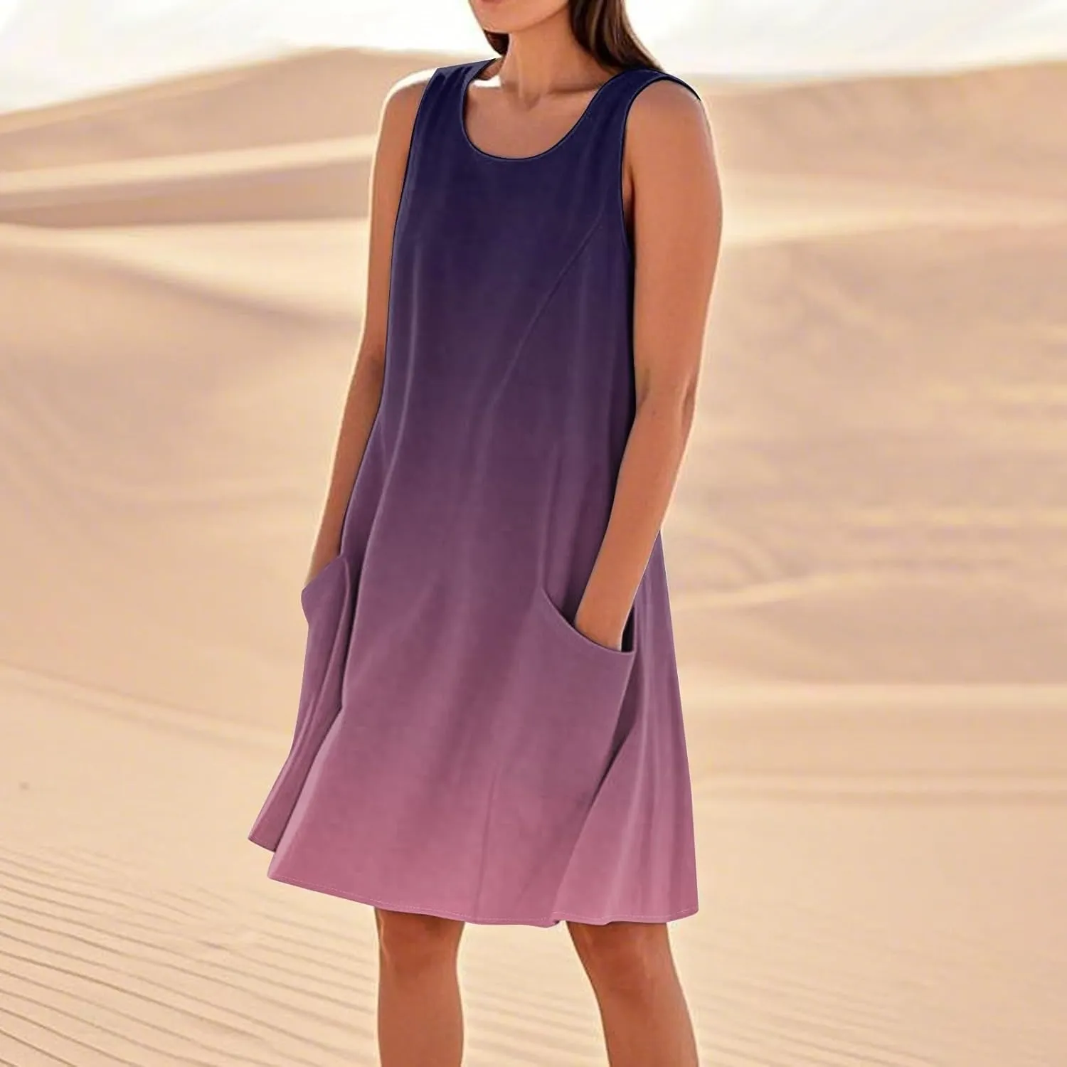 Beach Dresses for Women 2025 Vacation Summer Sleeveless Linen Midi Dress Flowy Plus Size Boho Dresses with Pocket