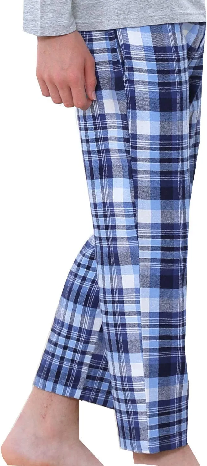 Big Boy's Cotton Plaid Pajama Pants Lounge Long Pants Loose Size 8 10 12 14 16