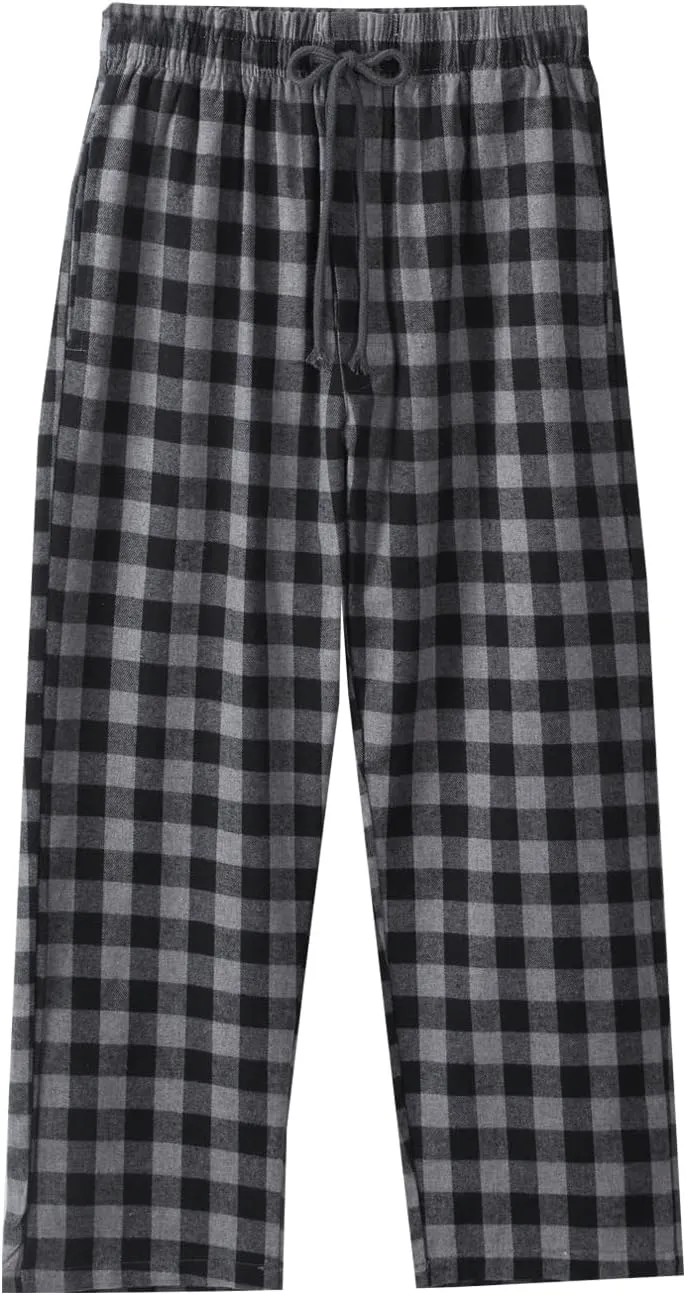 Big Boy's Cotton Plaid Pajama Pants Lounge Long Pants Loose Size 8 10 12 14 16