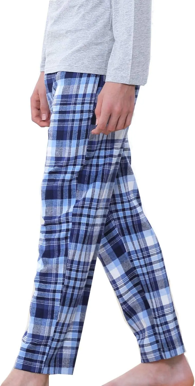 Big Boy's Cotton Plaid Pajama Pants Lounge Long Pants Loose Size 8 10 12 14 16