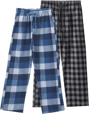 Big Boy's Cotton Plaid Pajama Pants Lounge Long Pants Loose Size 8 10 12 14 16