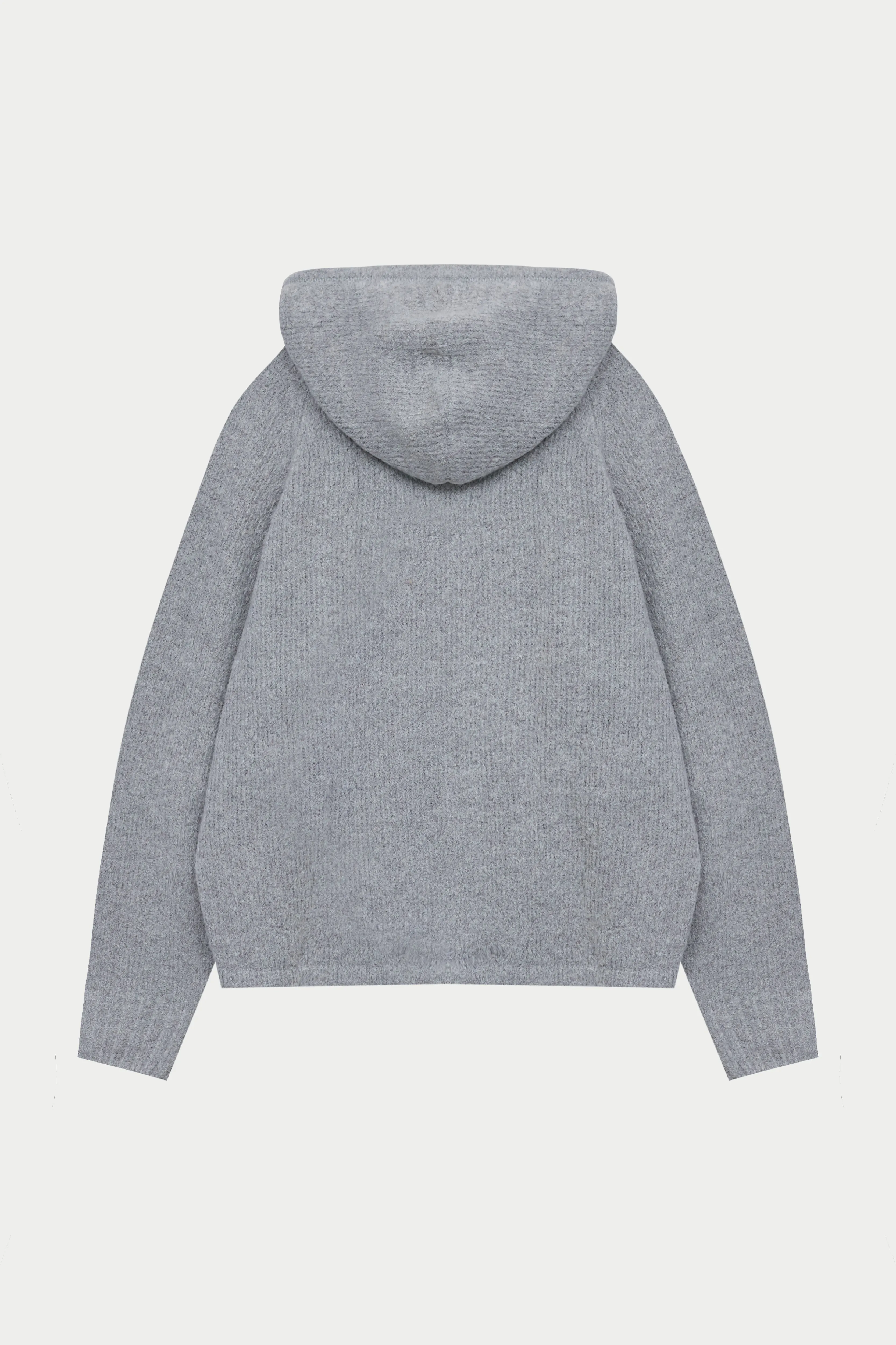 BOUCLE KNIT HOODIE - GREY MARL