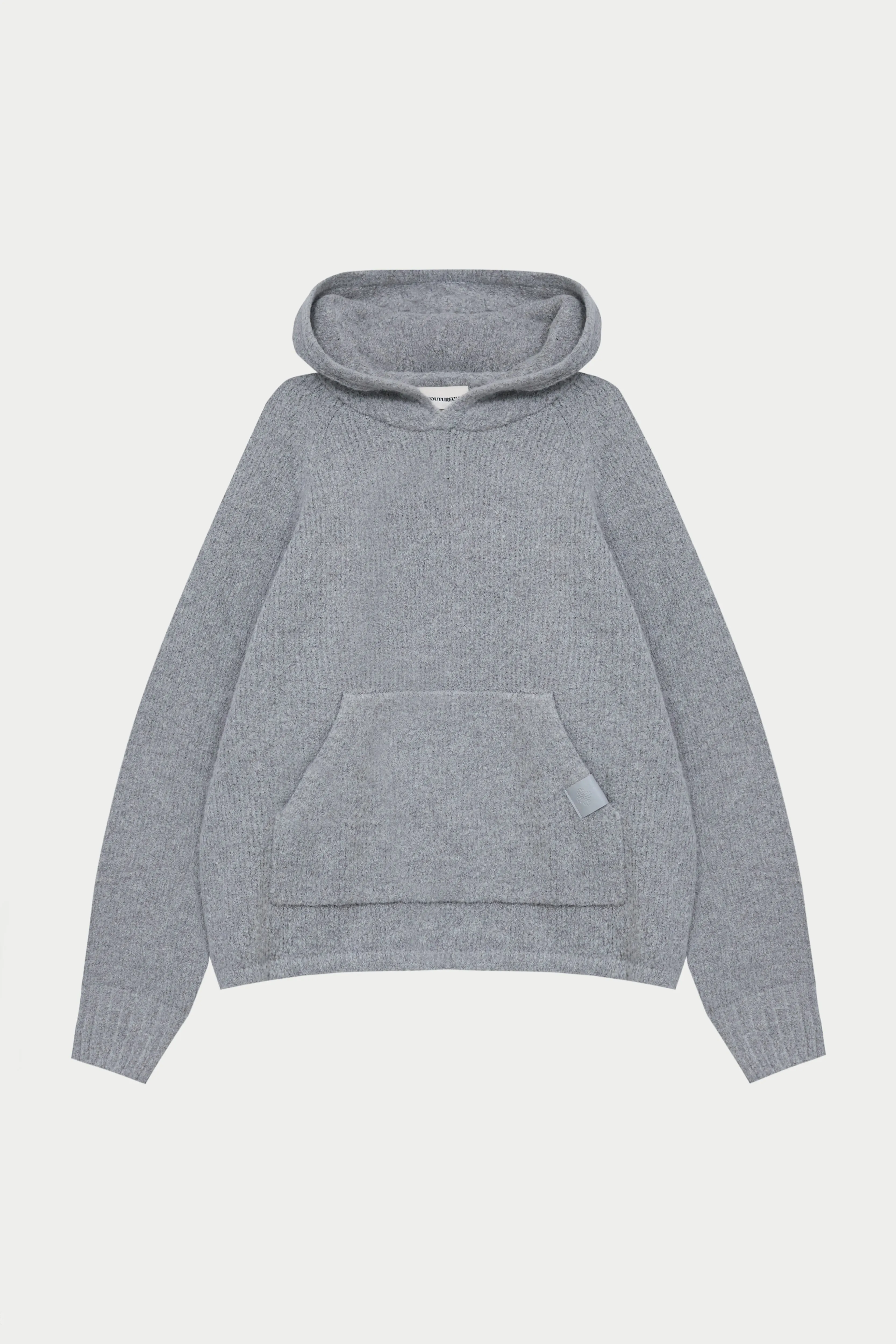BOUCLE KNIT HOODIE - GREY MARL