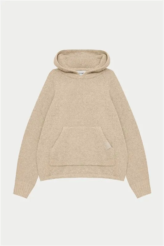 BOUCLE KNIT HOODIE - STONE