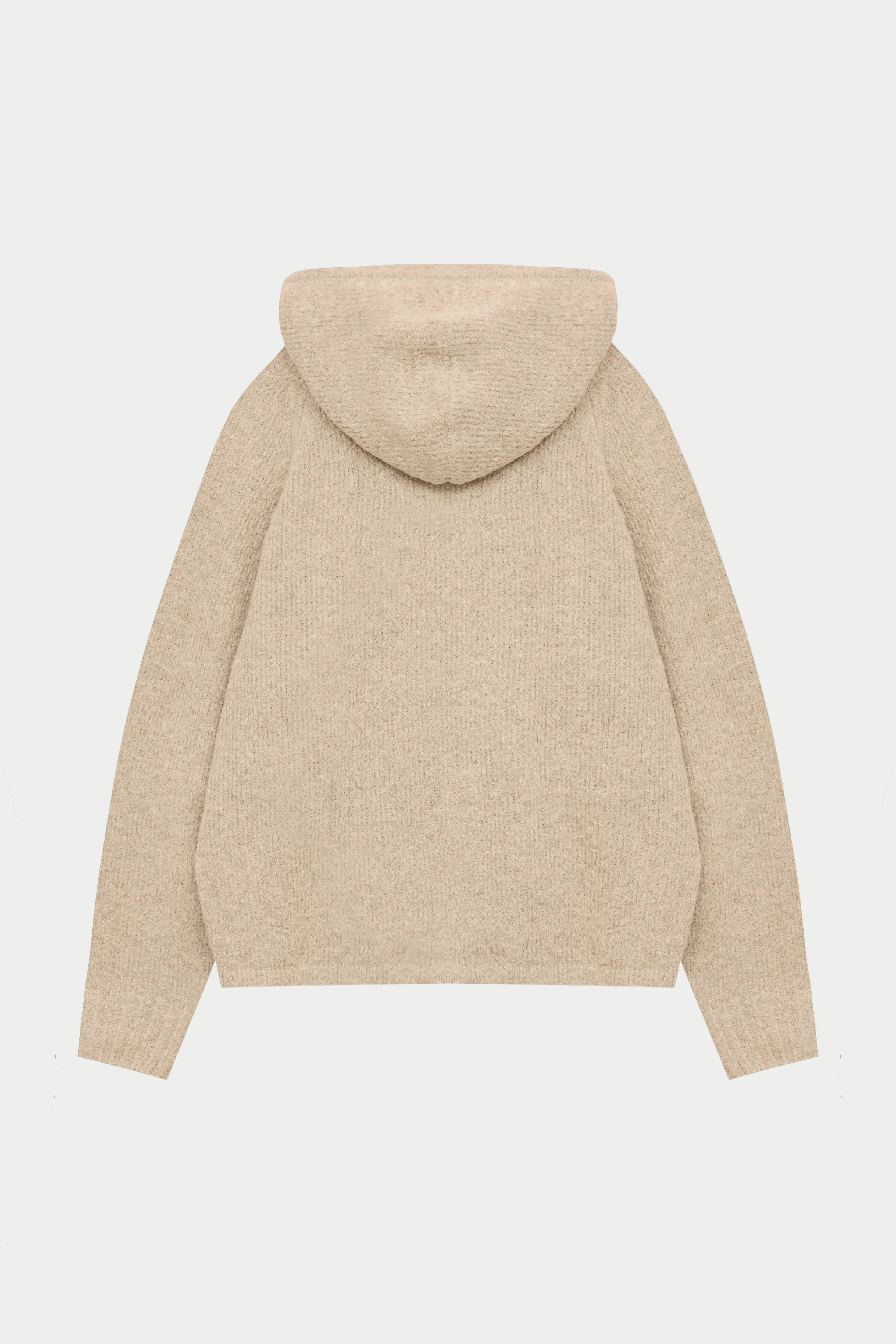BOUCLE KNIT HOODIE - STONE