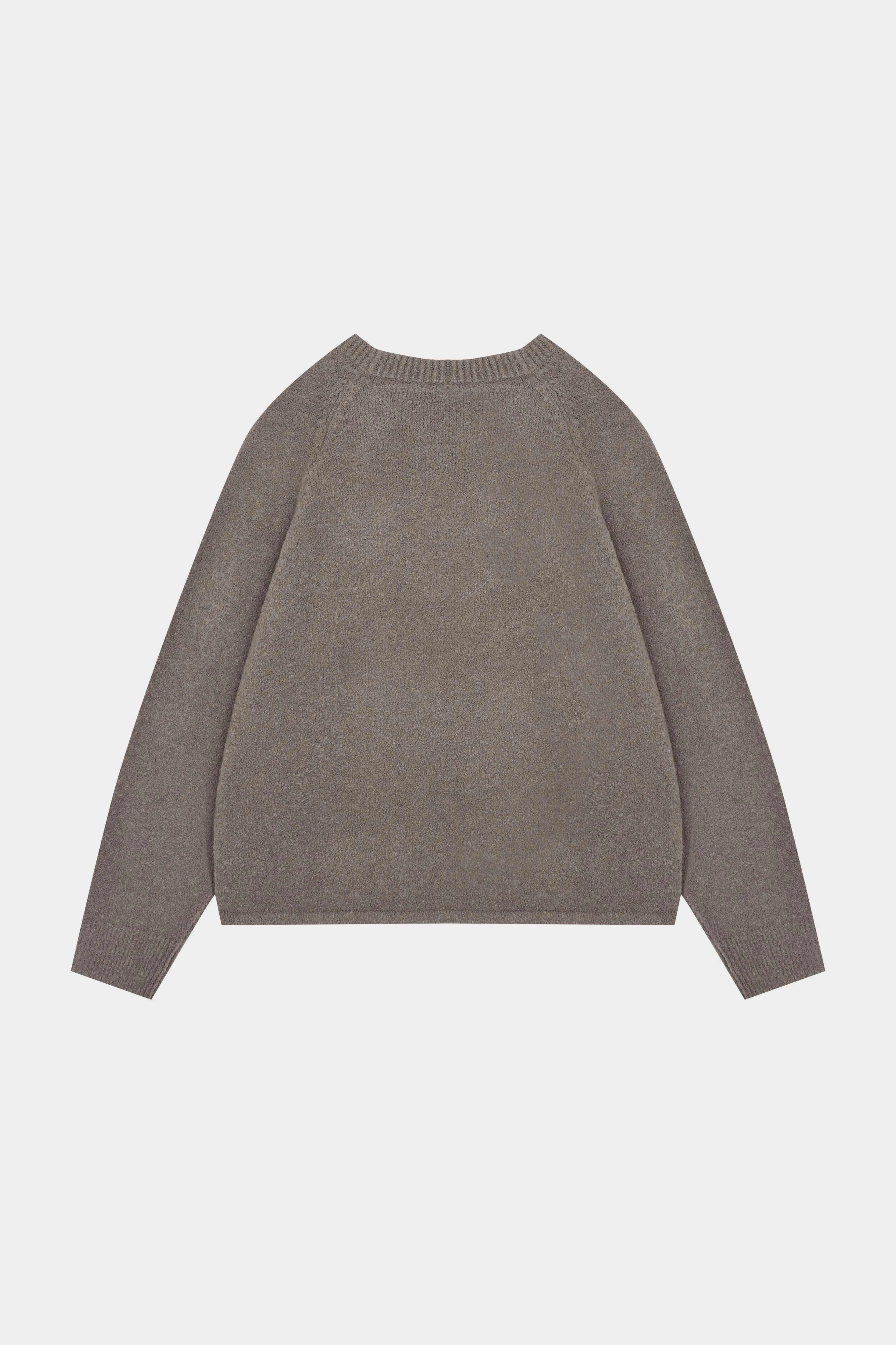 BOUCLE KNIT RAGLAN CREW - BROWN
