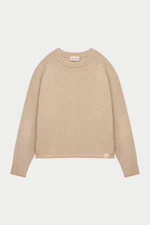 BOUCLE KNIT RAGLAN CREW - STONE