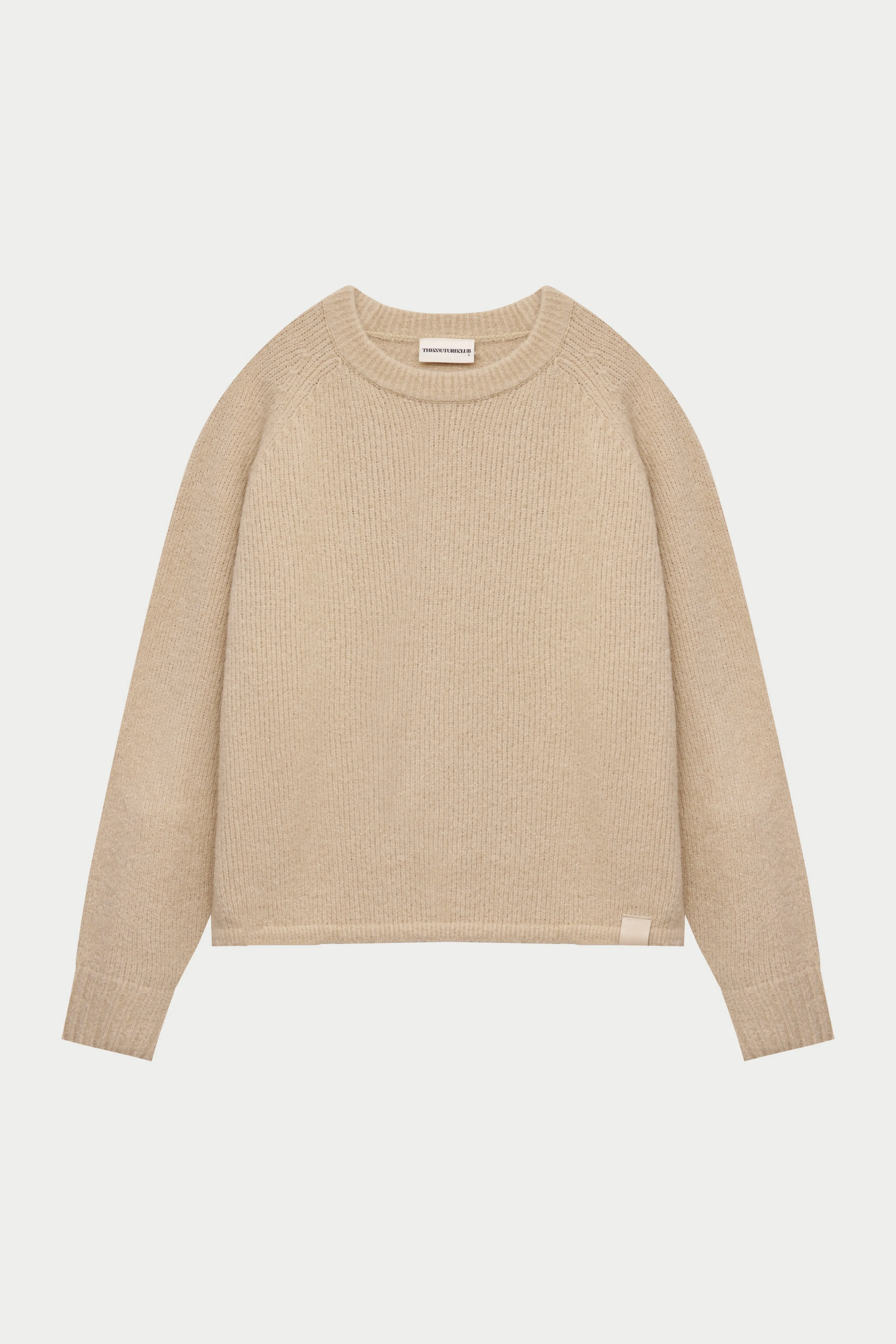 BOUCLE KNIT RAGLAN CREW - STONE