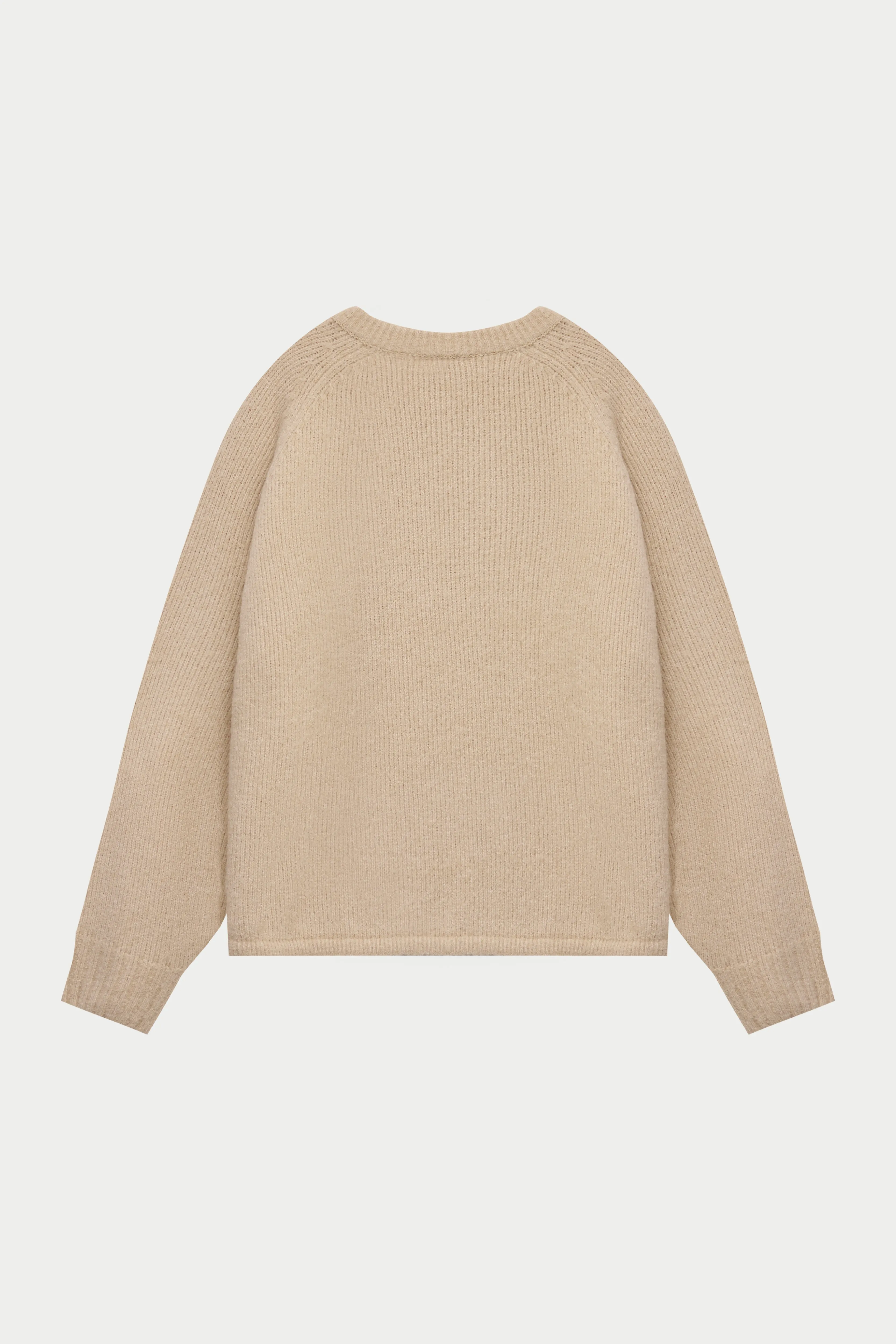 BOUCLE KNIT RAGLAN CREW - STONE