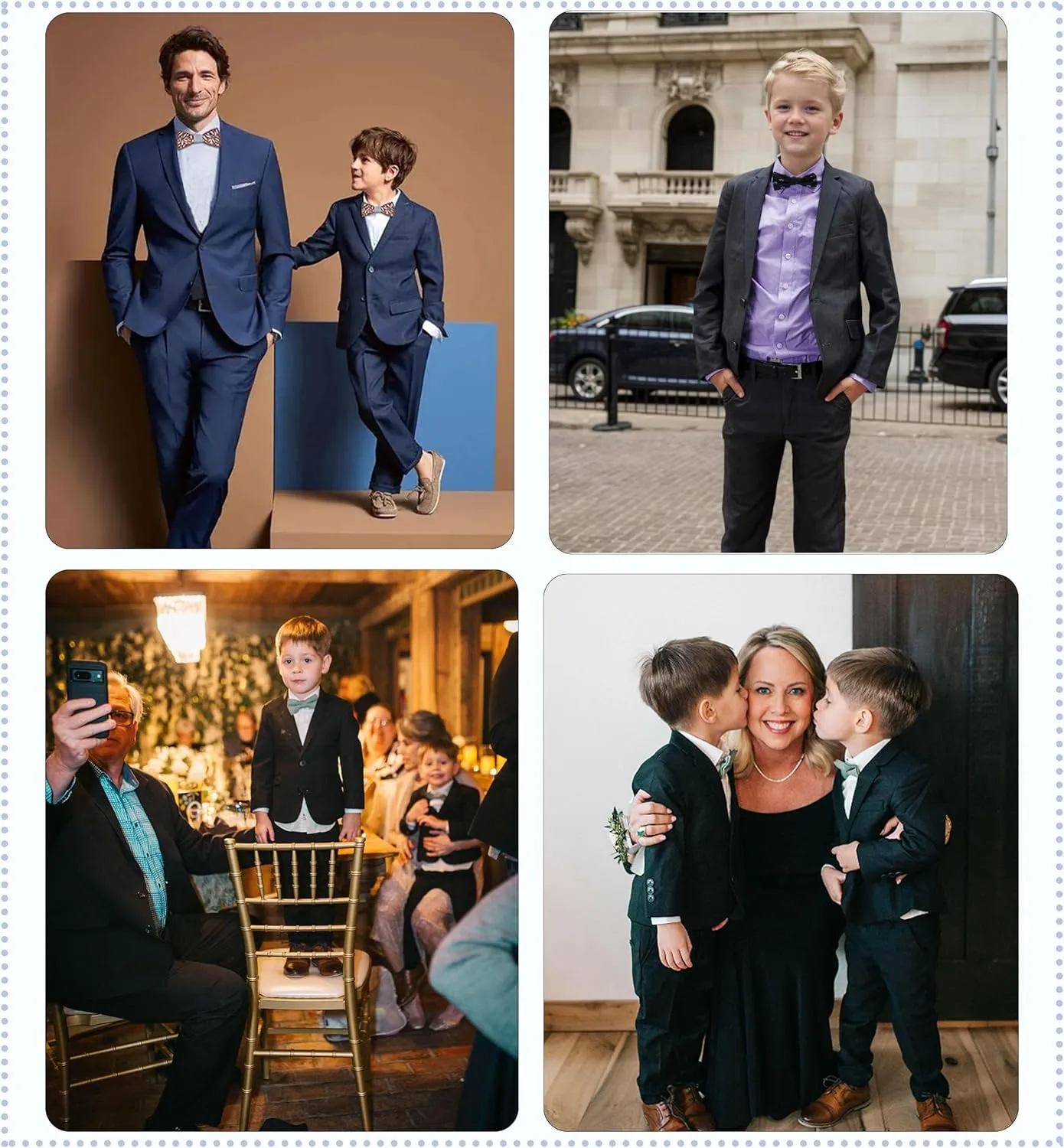 Boys' 5 Piece Formal Suit Set with Suit Jacket, Vest, Pants, Collared Dress Shirt, and Tie
