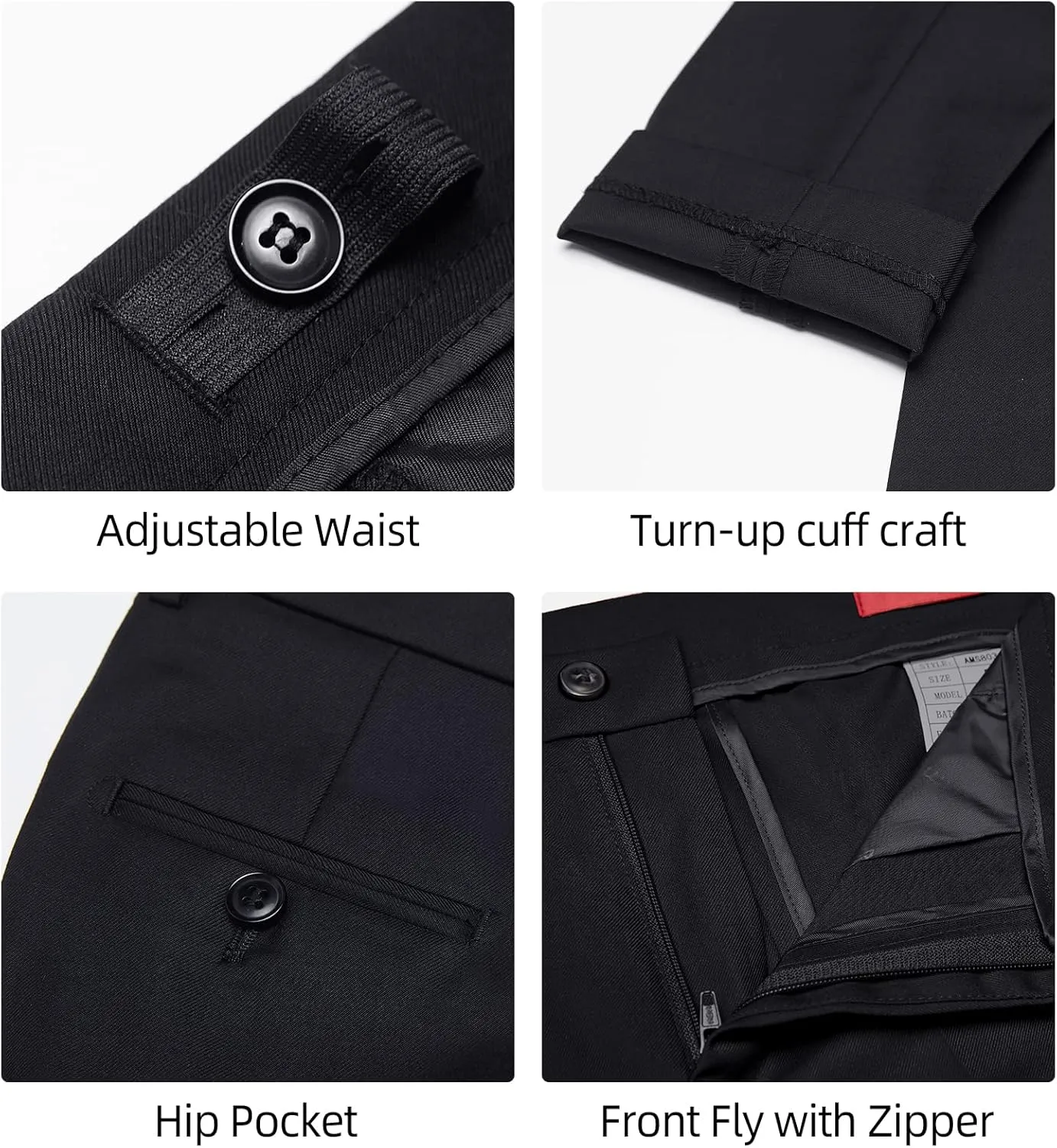 Boys' 6-Piece Formal Slim Fit Suit Set, Vest, Pants, Dress Shirt, Tie, Pocket Square, and Bow Tie