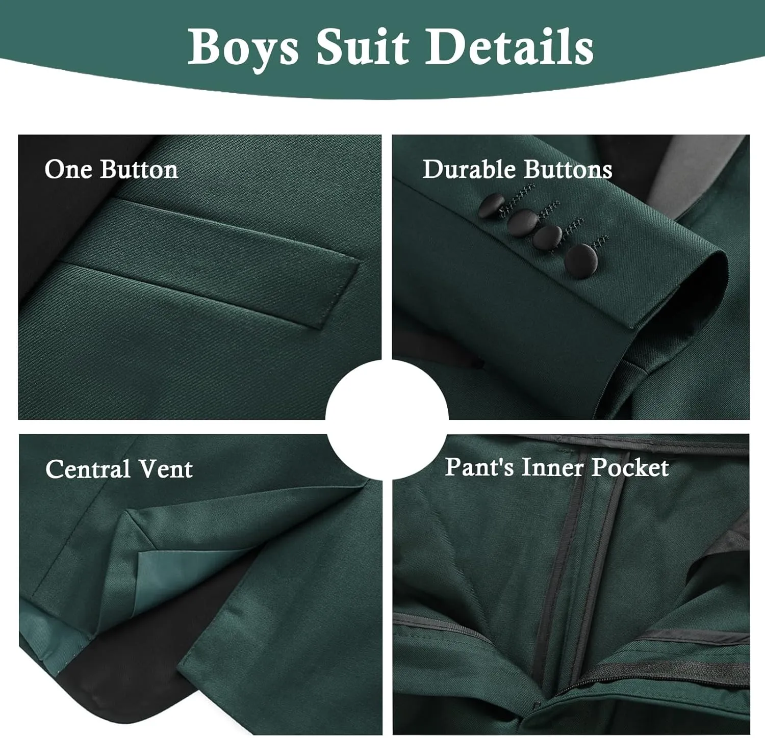 Boys Slim Fit Suits Formal Tuxedo 4 Piece Kids Dresswear Outfits with Vest Pants Jacket Bowtie Sets for Weddding