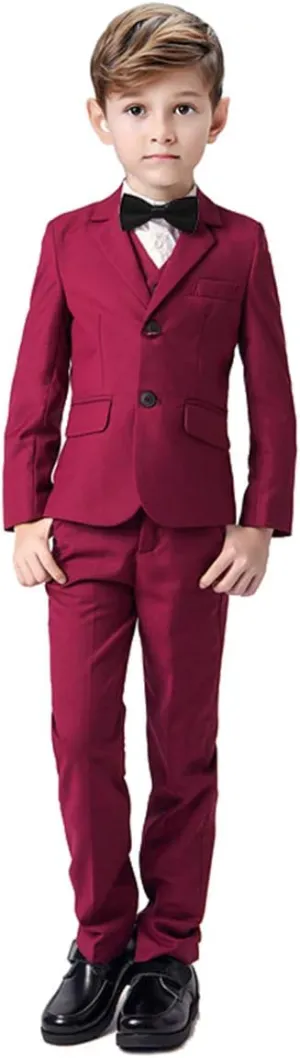 Boys Suits 5 Pieces Slim Fit Blazer Pants Black Blue Outfit Suit for Wedding