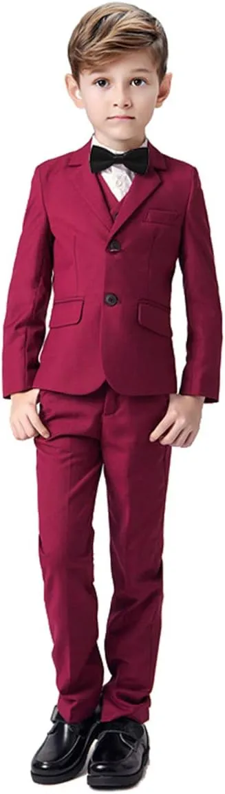 Boys Suits 5 Pieces Slim Fit Blazer Pants Black Blue Outfit Suit for Wedding