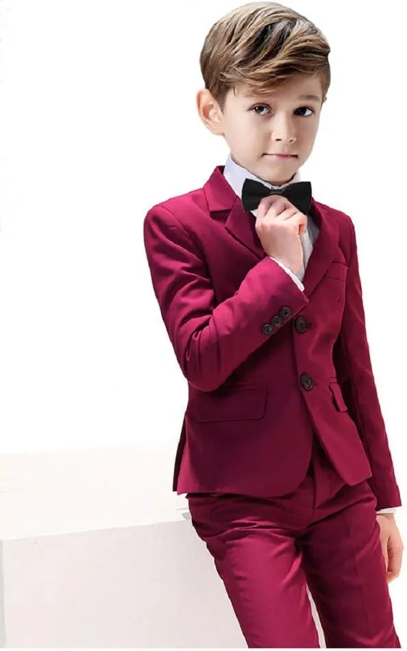 Boys Suits 5 Pieces Slim Fit Blazer Pants Black Blue Outfit Suit for Wedding