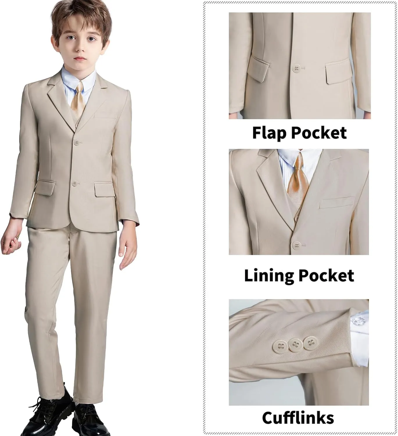 Boys' Suits Formal Tuxedo Slim Fit Boys Suit Set for Wedding Outfit Teen Boy Dress Clothes