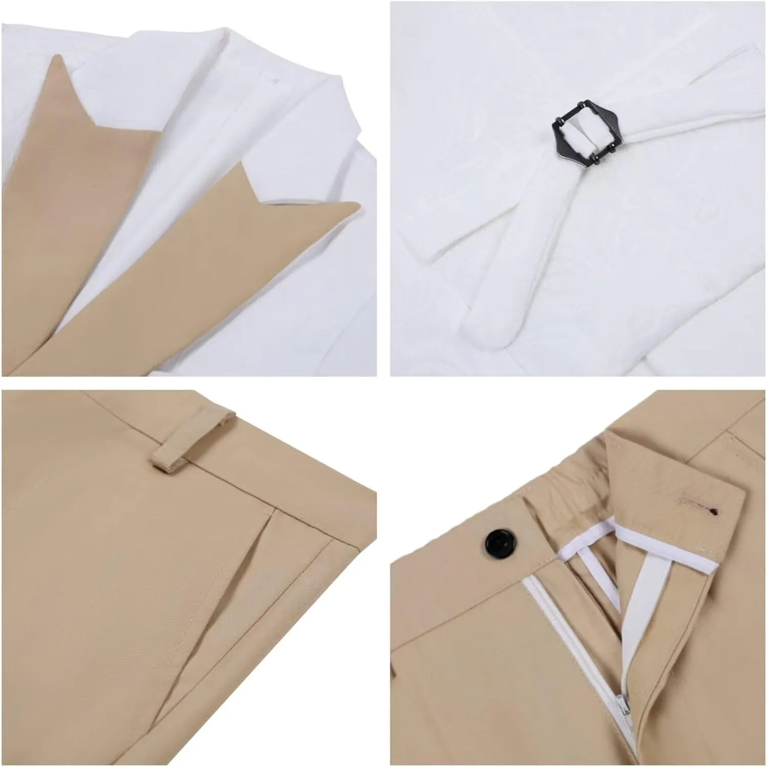 Boys Tuxedo Suit Jacquard Slim Fit 3 Piece Kids Tuxedo Suits for Boys Formal Wedding Suit Blazer Vest Pants