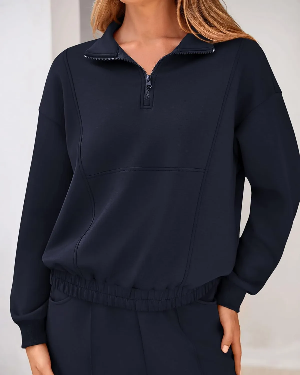BTFBM Women 2024 Two Piece Tracksuits Sweatsuits Fall Winter Clothes Quarter Zip Sweatshirt Jogger Pants Y2K Lounge Sets