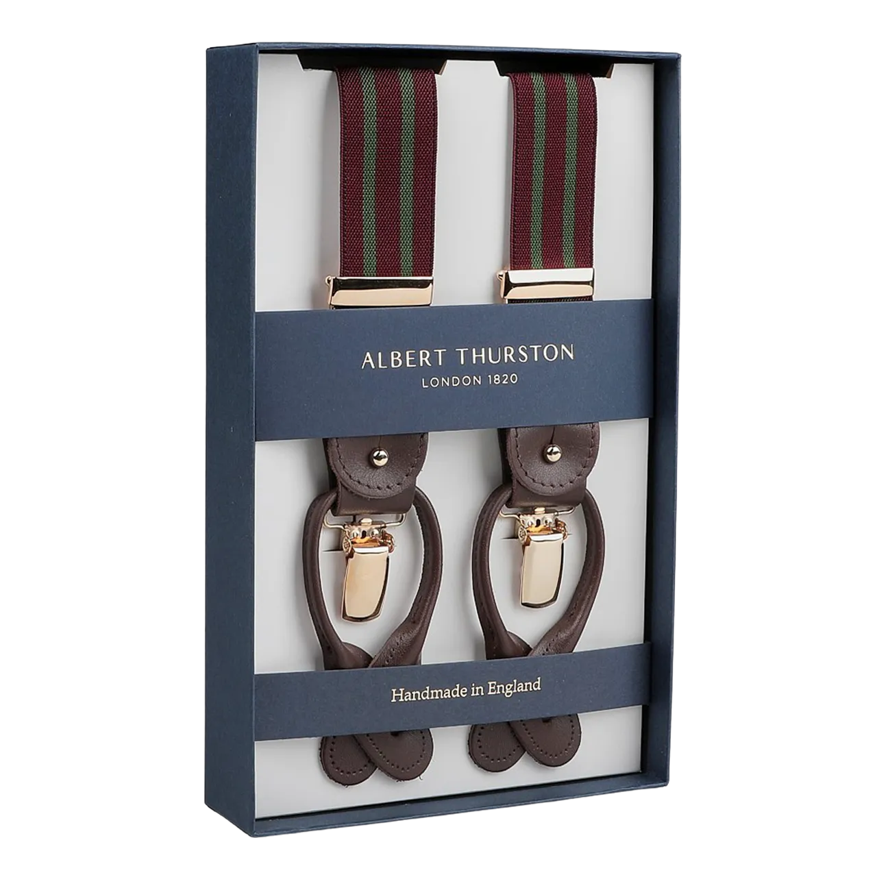 Burgundy Green Striped Nylon 30 mm Braces