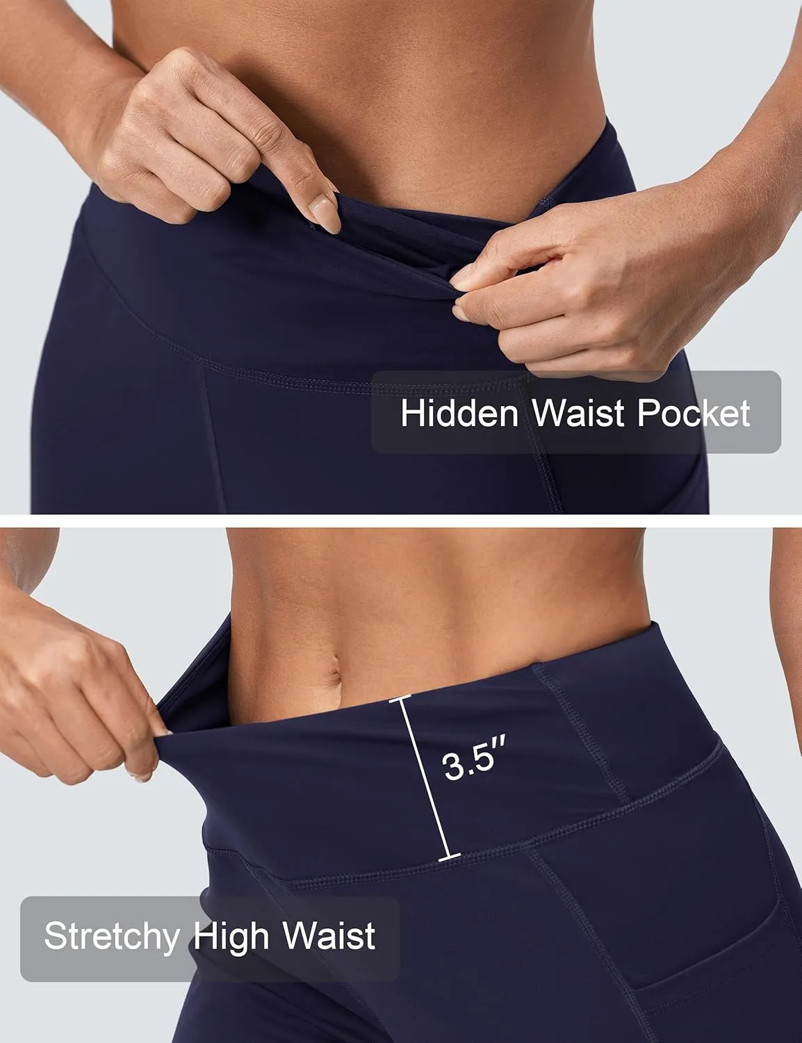 Capri Pants for Women High Waist with Pockets Tummy Control Capri Workout Yoga Pants Loose Straight Leg