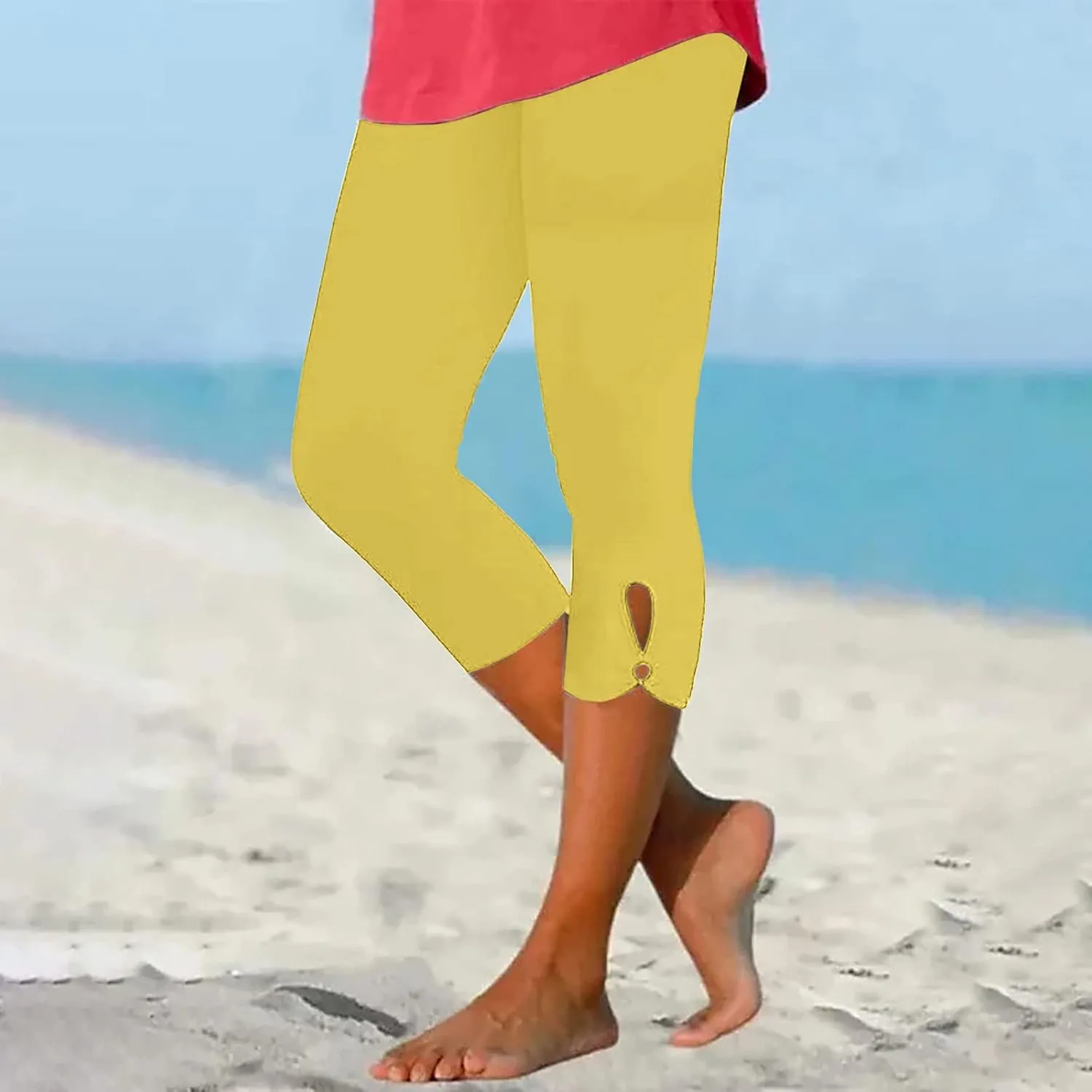 Capri Pants for Women Summer Dressy Comfy Stretchy Leggings Cropped High Waist Yoga Pants Workout Compression Pants
