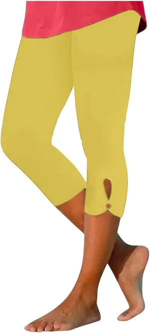 Capri Pants for Women Summer Dressy Comfy Stretchy Leggings Cropped High Waist Yoga Pants Workout Compression Pants