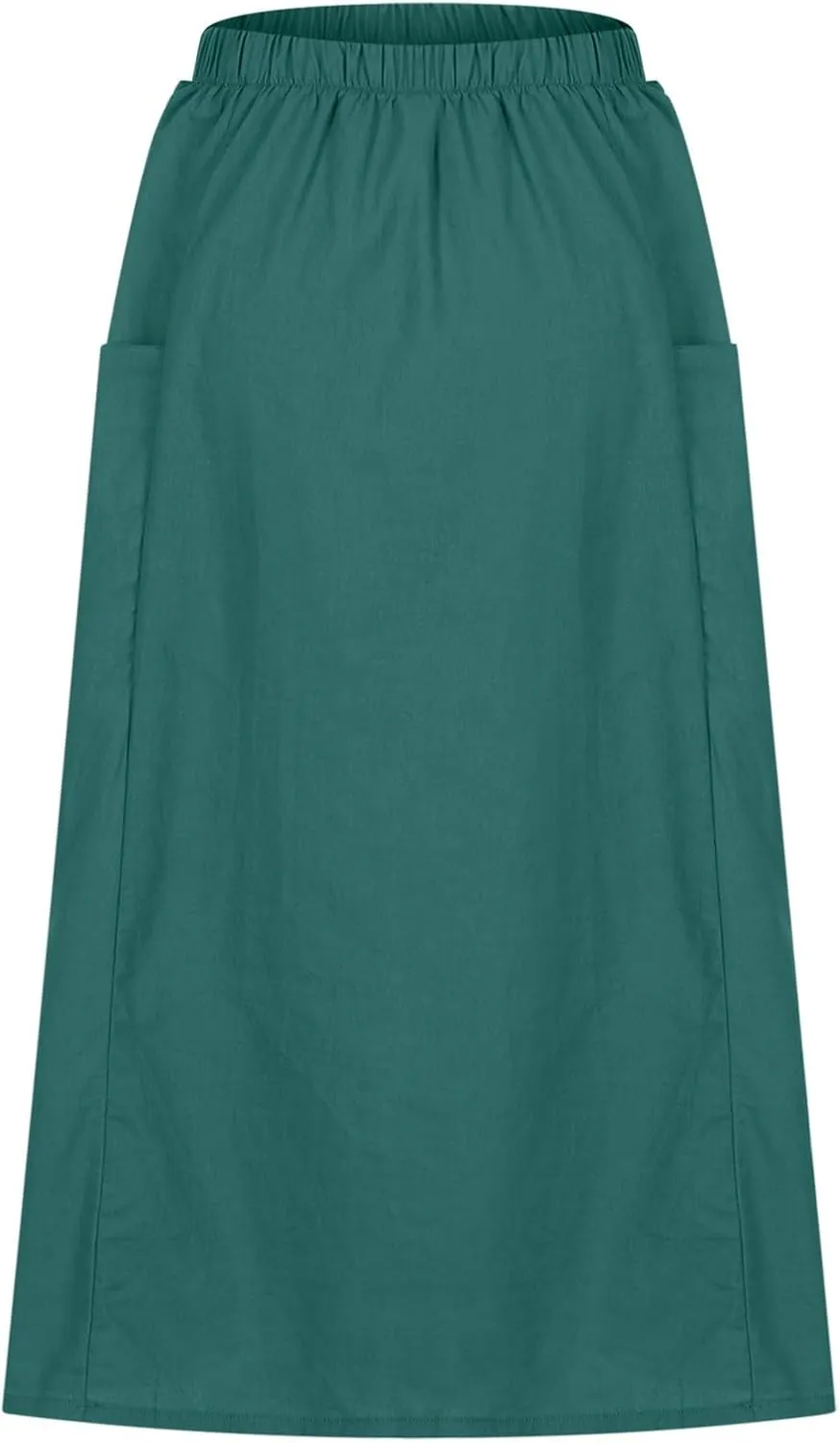 Casual A Line Midi Skirts for Women Elastic High Waisted Swing Flared Skirt Vintage Pleated Summer Dress