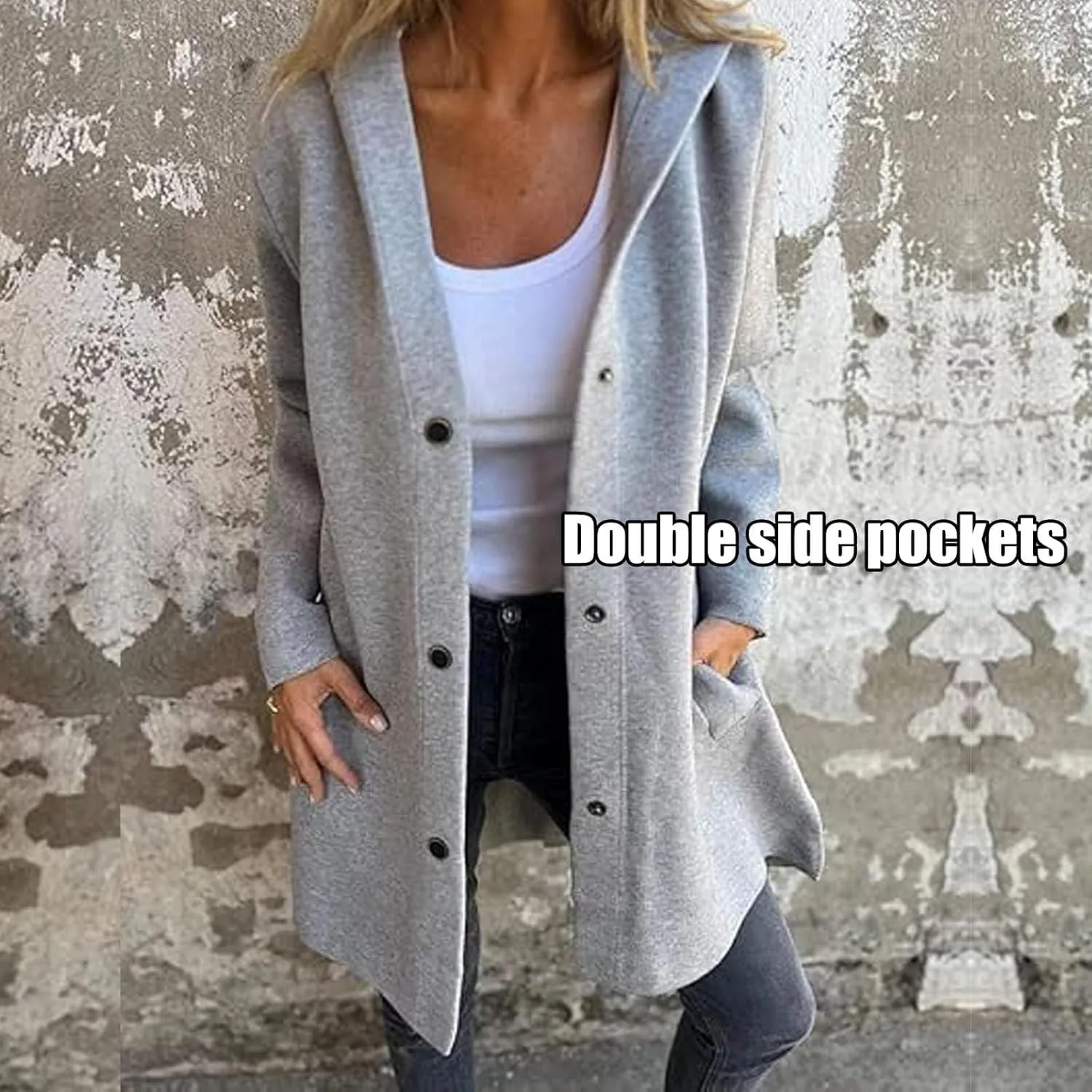 Cedar and Ash Jacket, Casual Single Breasted Hooded Jacket Spring and Fall, Long Sleeve Solid Color Trench Coat with Pockets