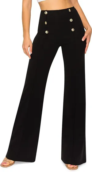 Cemi Ceri Women's High Waist Dress Pants w/Button Decorate