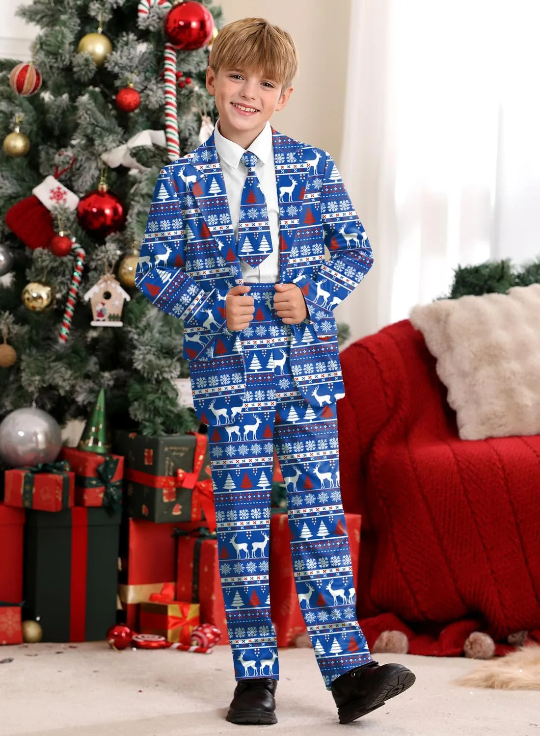 Christmas Boys Ugly 3 Piece Suits with Jacket, Pants & Tie 5-14 Years