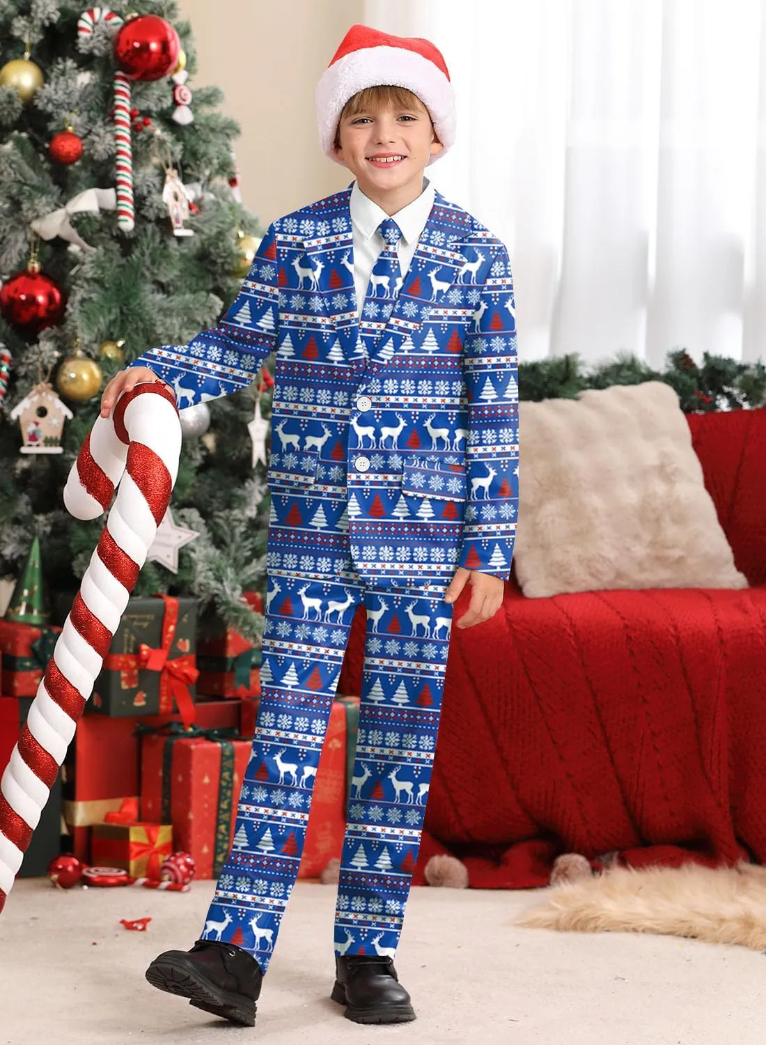 Christmas Boys Ugly 3 Piece Suits with Jacket, Pants & Tie 5-14 Years