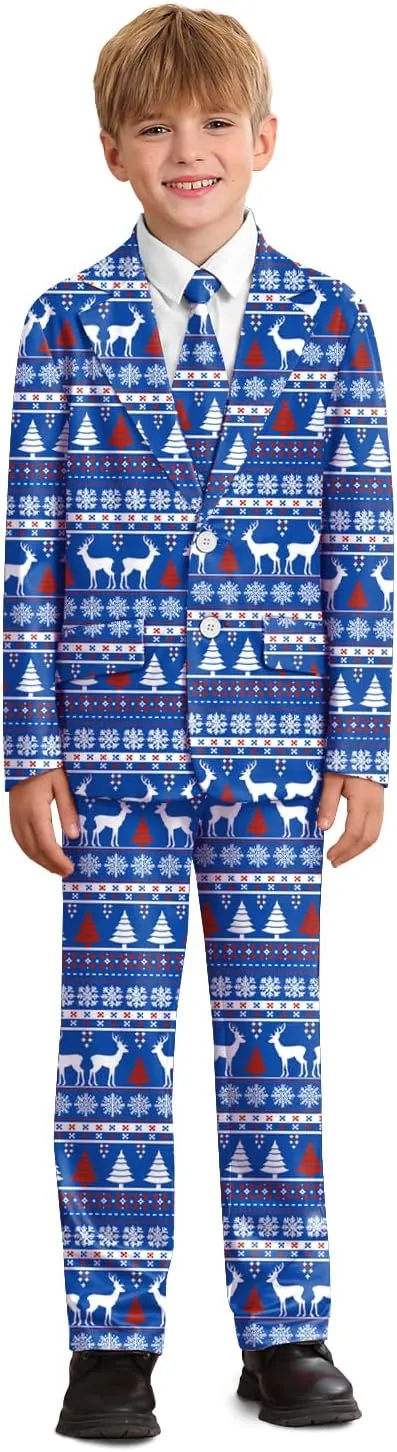 Christmas Boys Ugly 3 Piece Suits with Jacket, Pants & Tie 5-14 Years