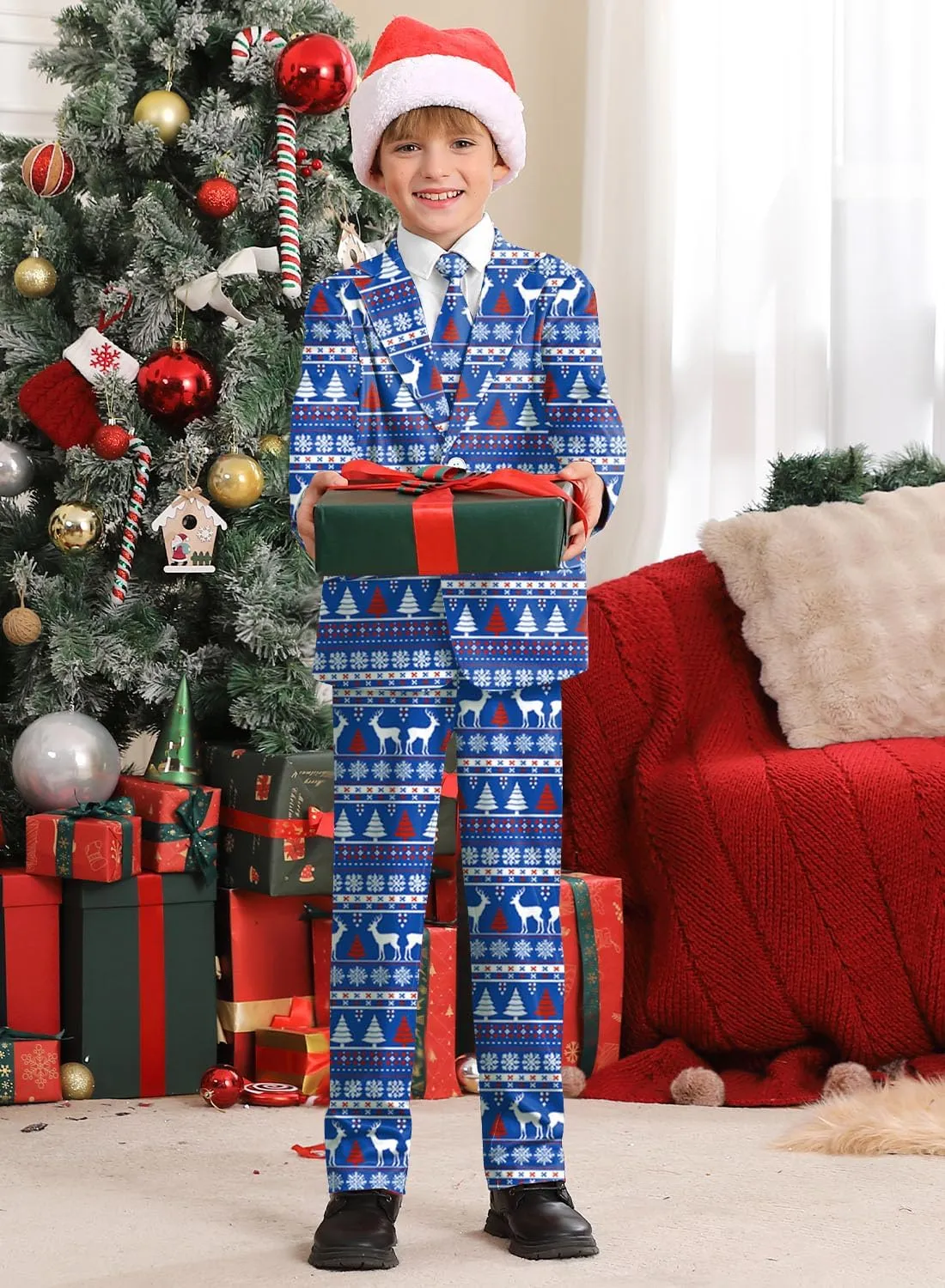 Christmas Boys Ugly 3 Piece Suits with Jacket, Pants & Tie 5-14 Years